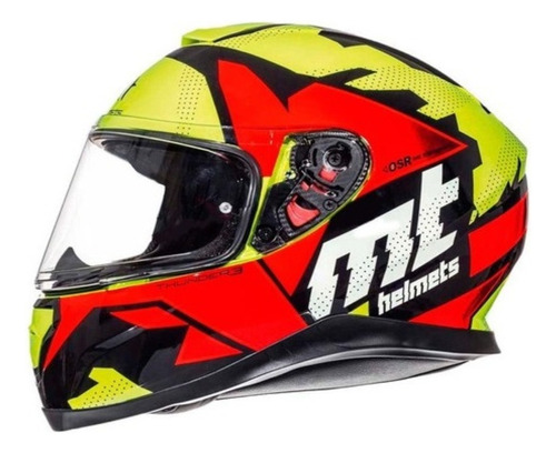 Casco Mt Thunder Torn Negro Amarillo Rojo M - Bondio