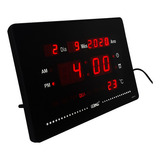 Relógio Digital De Parede Calendario Data Termômetro Alarme 