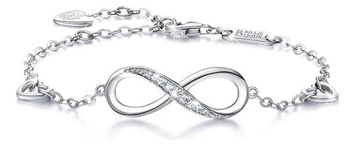 Hermosa Pulsera Símbolo Infinito Plata Fina 925 Para Joyeria