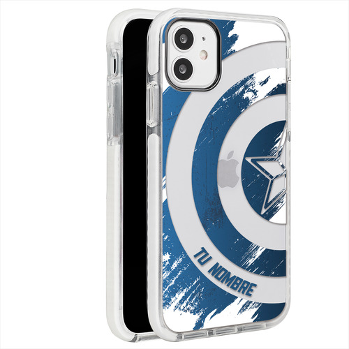 Funda Para iPhone Capitán América Logo Nombre Personalizada