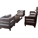 Juego De Living De Madera ( 5 Cuerpos ) Con Almohadones 