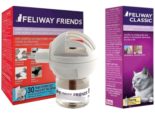 Feliway Friends Difusor Com Refil 48ml + Feliway Spray 60ml