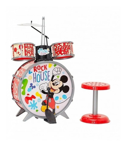 Bateria Musical Infantil Disney Mickey Bombo +tambor + Banco