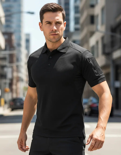 Polo Tactica Profesional Negro Manga Corta