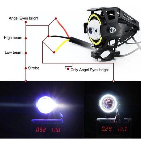 Mini Faro Led Ojo De ngel Para Carros Y Motos Dos Tonos  Foto 5