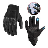 Guantes Aptos Pantalla Táctil De Cuero De Cabra Para Moto