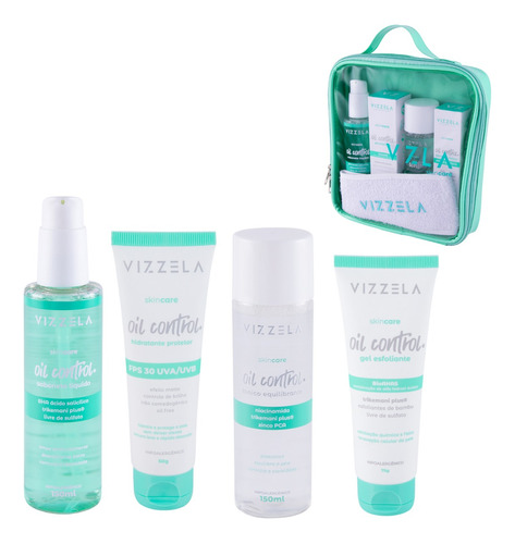 Kit Skincare Pele Oleosa 4 Produtos + Necessaire Com Faixa