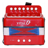 Vitale 214rd Acordeón Infantil 7 Botones 12 Bajos Rojo