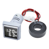 Voltímetro Digital Led Amperímetro 500v 110v Blanco Cuadrado