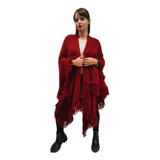 Maxi Ruana Mantón Manta Capa Poncho Mujer Tipo Angora Flecos