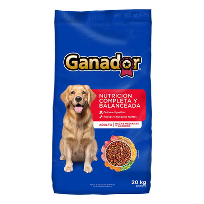 Alimento seco para perro Ganador adulto razas medianas y grandes 20kg | Envío gratis