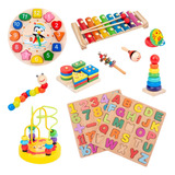 Set 11pzs Juego Didactico Montessori Tablero Madera Niños