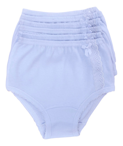 Pantaletas Blancas Con Encaje Para Niña 6piezas Talla 4 A 16