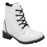 Bota Blanca Para Niña Tacon Bajo Rockera Punk 18/21