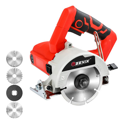 Sierra Circular Eléctrica Para Madera 1400w Portátil Professional 4 Hojas 13000 RPM Marmol Azulejos Concreto Cortadora GENIX, Hoja de sierra de 110 mm, Ángulo ajustable de 0 a 45° | Envío gratis