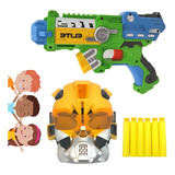 Arma Brinquedo Lança Dardos Pistola Máscara Luz + 40 Dardos