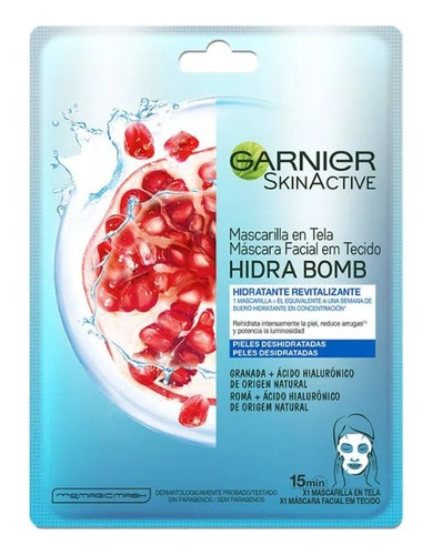 Mascarilla Facial Garnier Hidra Bomb Ácido Hialurónico 1pza