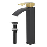 Grifo Para Lavabo Greenspring, Color Dorado Y Negro, Alto