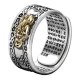 Anillo Fengshui Pixiu Mantra Estilo Retro Chino Anillo Metal