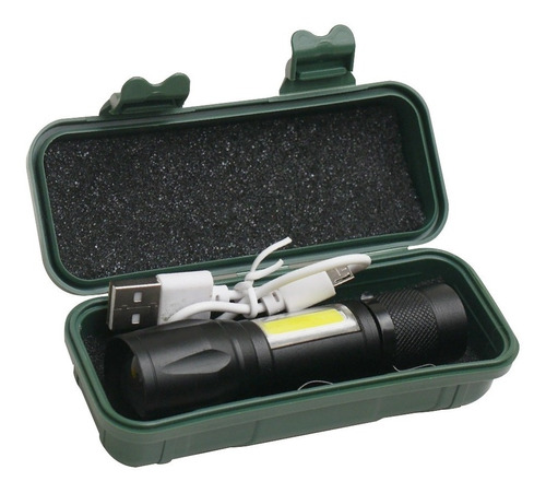 Linterna Mini Tactica Led Cob Recargable Por Usb Con Zoom