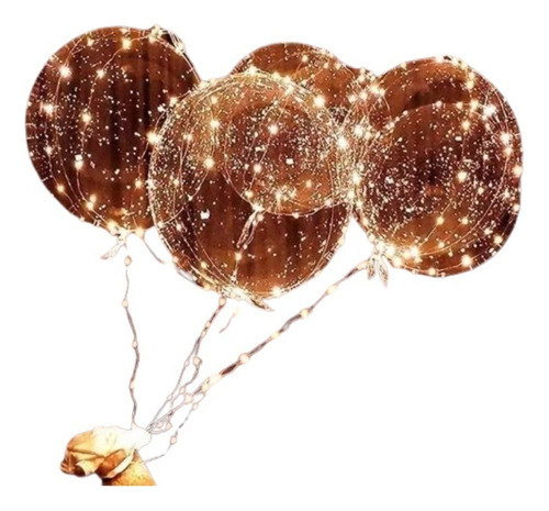 15 Globos Burbuja Con Luz Led 3 Metros Luminoso + Pila Aa