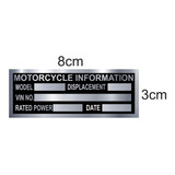 Placa Serial Vin Motocicleta Motorcycle Info 8x3cm Aluminio