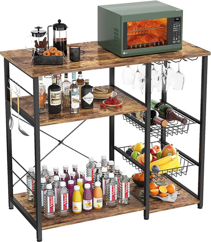 Kitchen Baker39s Rack Coffee Bar Con Canasta De Alambre...