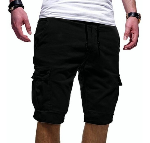 Bermuda Short Casual Playa Bolsas Cargo Gabardina