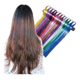  Extensiones De Glitter Para Cabello 12p + Gancho De Regalo 