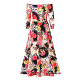 Vestido Largo Floral Bustle Backless Temperamento Grado Zm