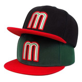 Kit 2 Gorras De Beisbol México Verde Y Negra Visera Plana