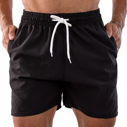 Bermuda Shorts Praia Tactel Masculino Liso Soltinho Verão