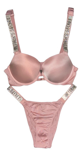 Conjunto Victoria's Secret Brasier Push Up Tiras Brillantes