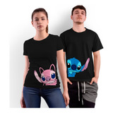 Kit 2 Camisetas Casal Lilo Stitch Angel Unissex Algodao