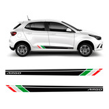 Kit 8 Adesivos Faixa Lateral Fiat Argo Temático Itália Preto