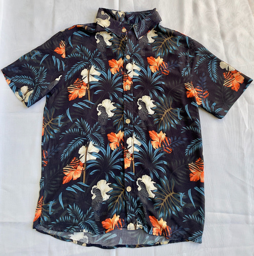 Camisa Rusty Birdbox Niño T16 Manga Corta Azul Floreada