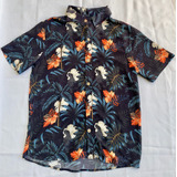 Camisa Rusty Birdbox Niño T16 Manga Corta Azul Floreada