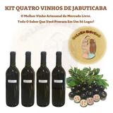 Kit 4 Vinhos Jabuticaba Suave Orgânico Garrafa 750ml