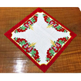 Toalha Centro De Mesa Quadrada Natal Papai Noel 70x70cm