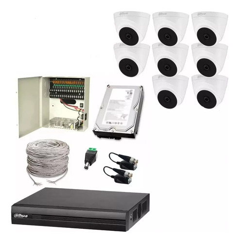 Kit Cctv 8 Camaras Dahua Domo 1080p Dvr 8 Ch Disco 2tb 