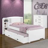 Cama Solteiro Melissa Plus 100% Mdf Branco Ij