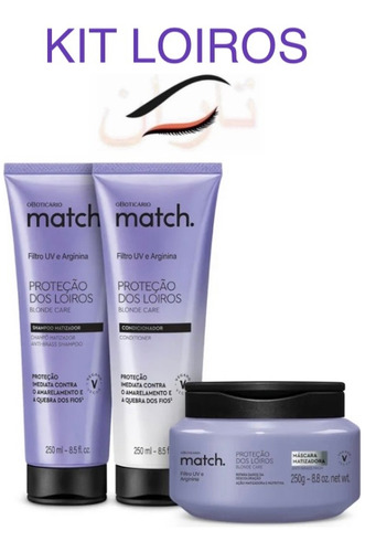 Shampoo + Cond. + Másc. Match Boticário Proteção Dos Loiros