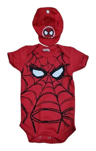 Body Temático Bebe Infantil Menino Homem Aranha Com Chapéu