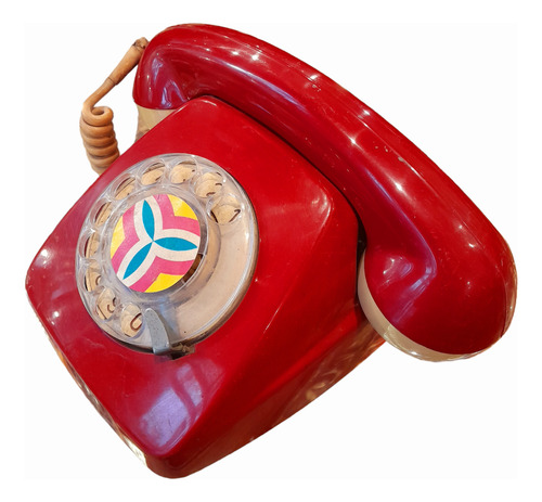 Teléfono A Disco Entel Rojo Vintage Para Decoración 