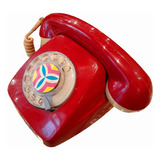 Teléfono A Disco Entel Rojo Vintage Para Decoración 