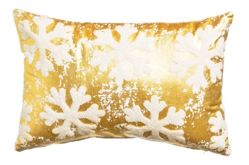 Capa Almofada Flocos De Neve Branco E Dourado Natal(45x30cm)