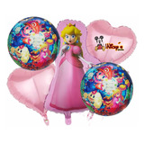Set De 5 Globos Princesa Peach Fiesta Infantil Cumpleaños