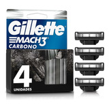 4 Repuestos Máquina Gillette Mach3 Carbono 