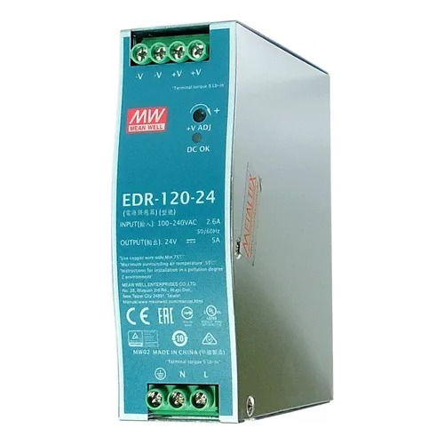 Fonte Chaveada 120w 24v 5a Edr-120-24 - Legítima Mean Well