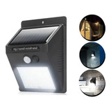 Luminaria Solar Luz Led Com Sensor De Presença Automático Cor Preto